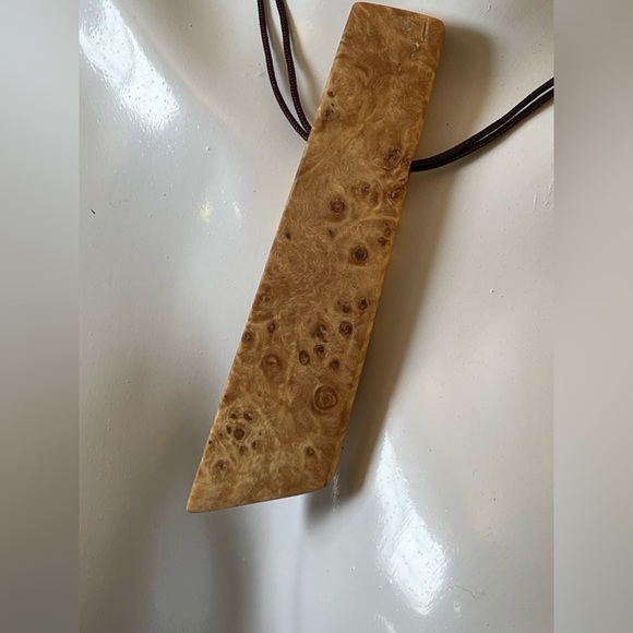 Colorado Box Elder Burl Wood Necklace, chocolate brown nylon adjustable cord - Picture 5 of 9